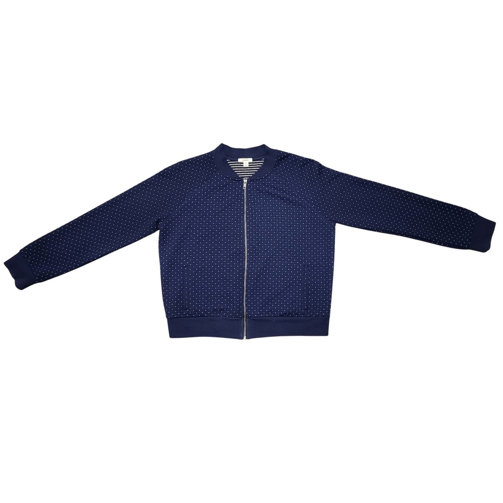 Caslon Navy Blue Quilted Diamond Zip Up Bomber Jacket Womens XL Nautical Preppy